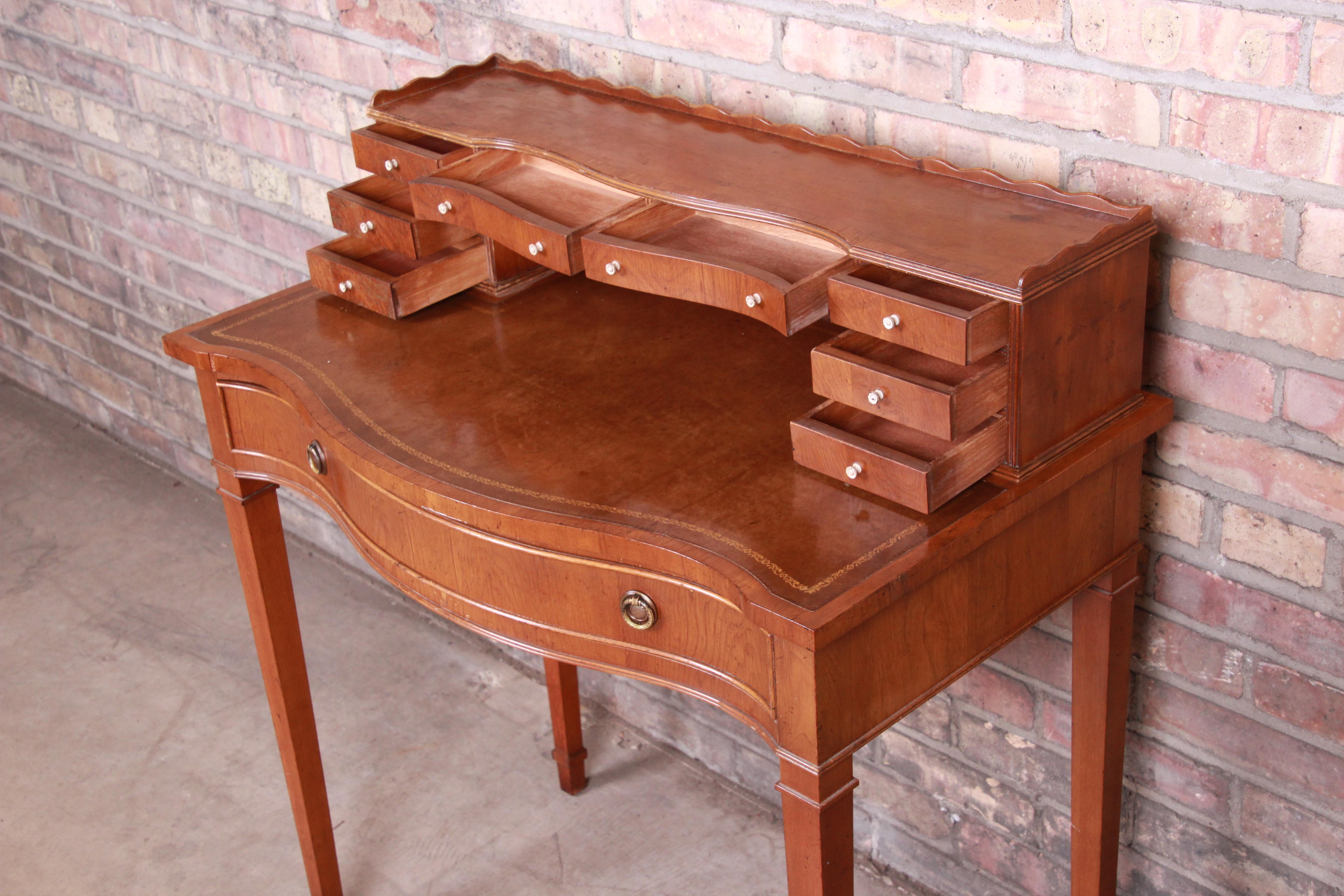 English Provincial Fruitwood Leather Top Ladies Writing Desk 5