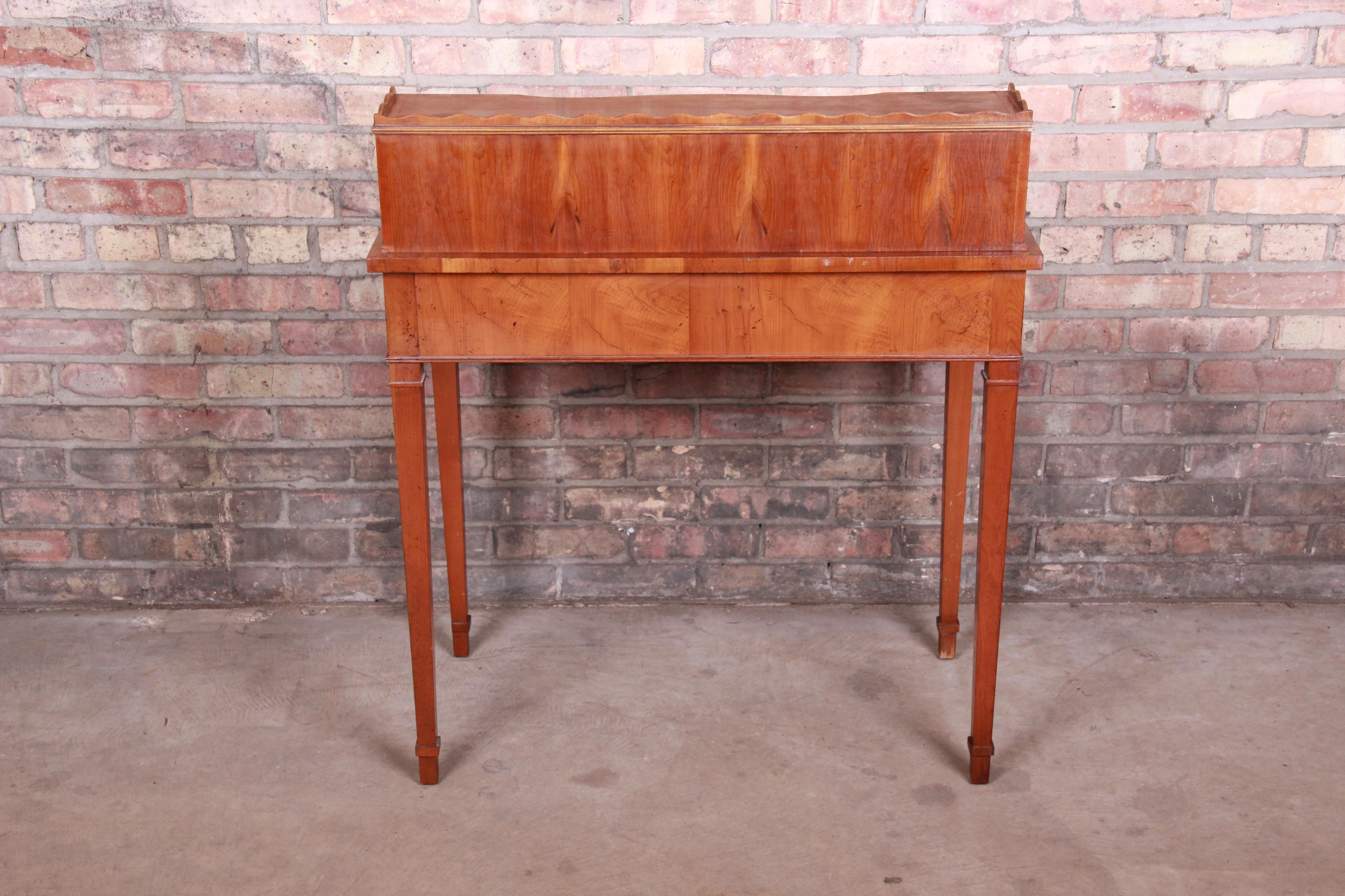 English Provincial Fruitwood Leather Top Ladies Writing Desk 7