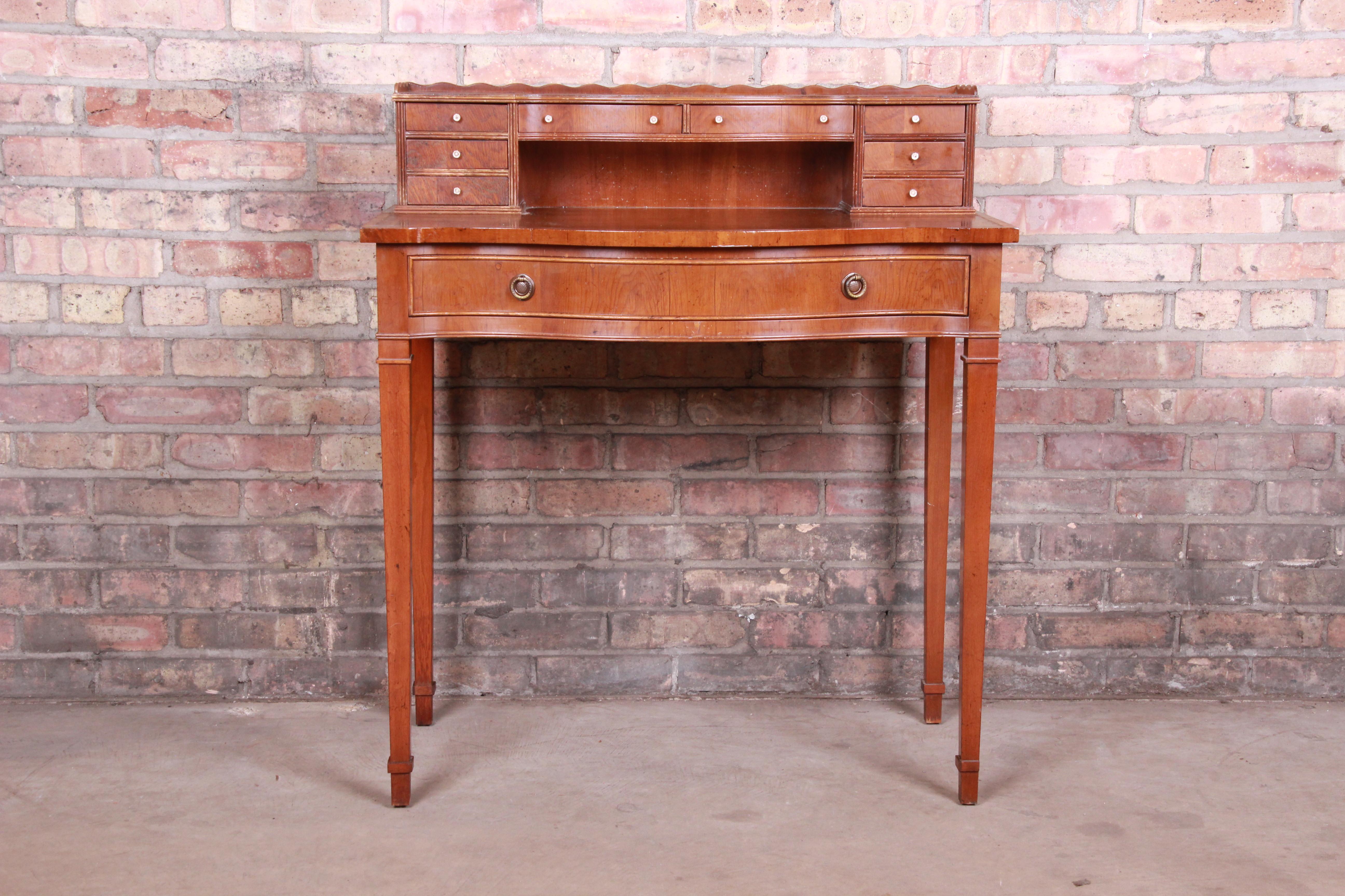 Unknown English Provincial Fruitwood Leather Top Ladies Writing Desk