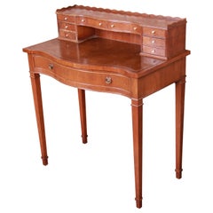 English Provincial Fruitwood Leather Top Ladies Writing Desk