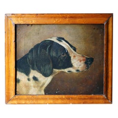 English Provincial School Oil on Canvas Study of a Hound, c.1900