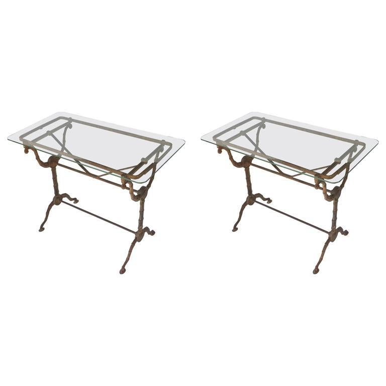English Pub or Bistro Tables of Cast Iron with Glass Tops 'Individually Priced' 6