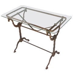 Used English Pub or Bistro Tables of Cast Iron with Glass Tops 'Individually Priced'