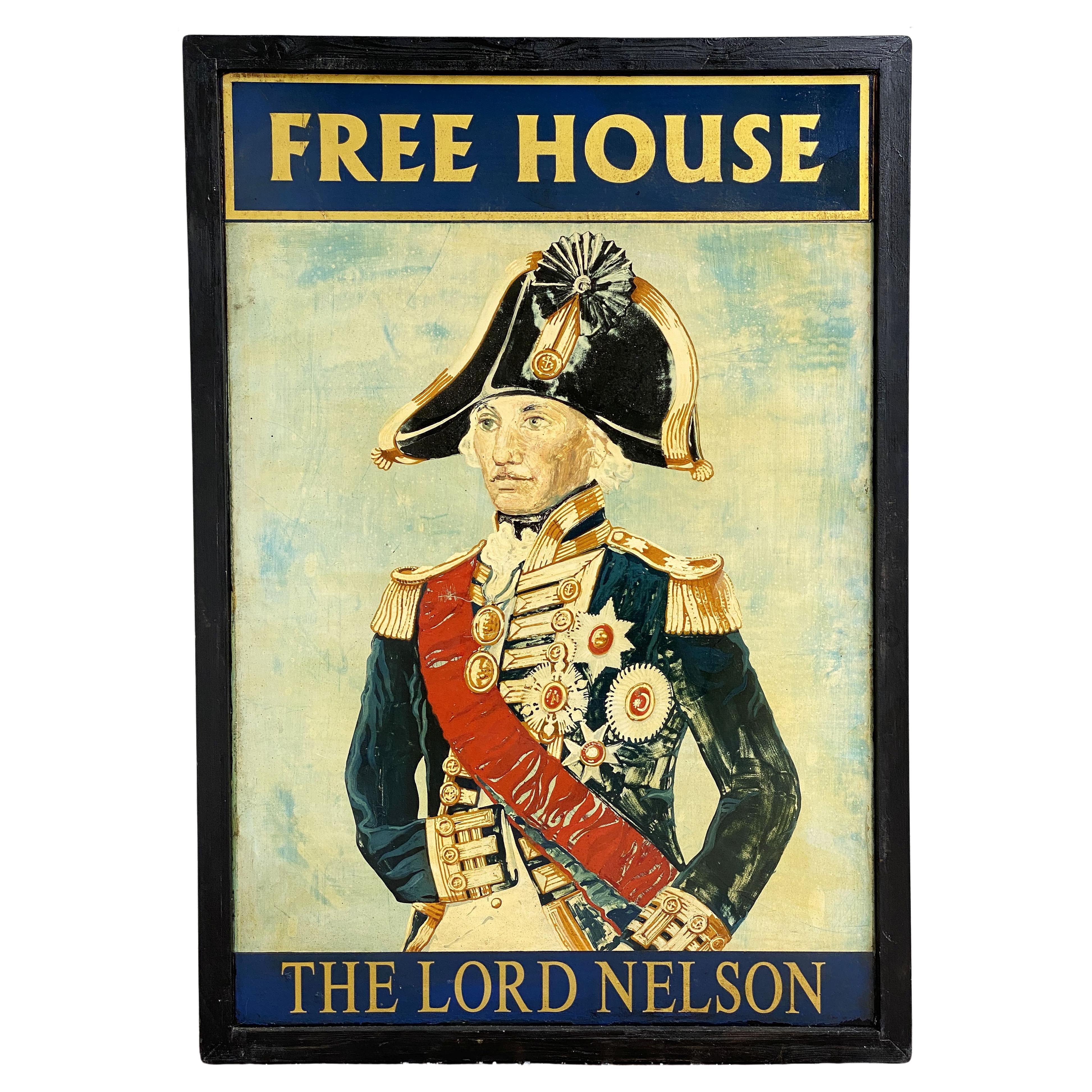 English Pub Sign, "Free House - The Lord Nelson" For Sale