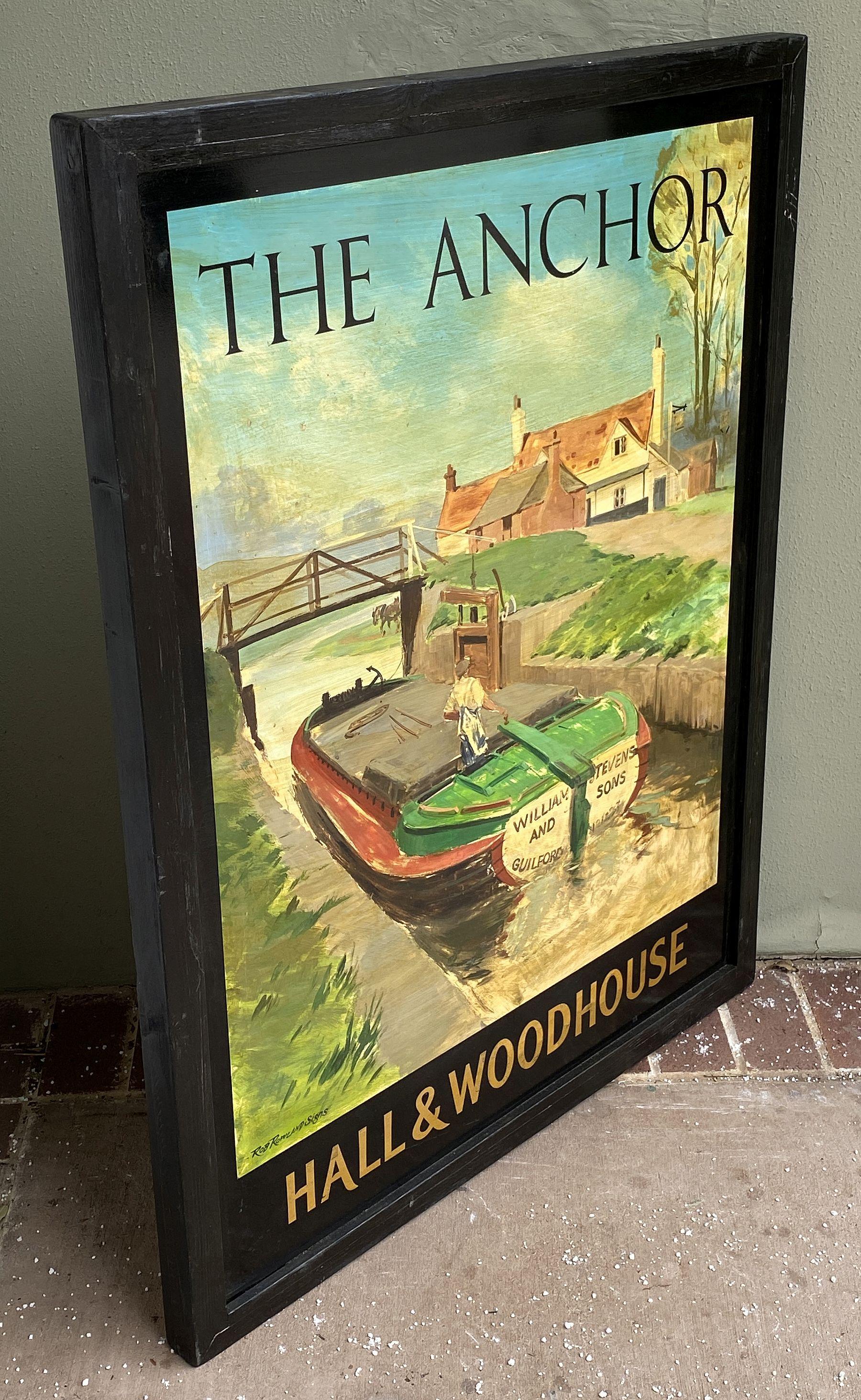 Signe de pub anglaise, « The Anchor - Hall and Woodhouse » en vente 3