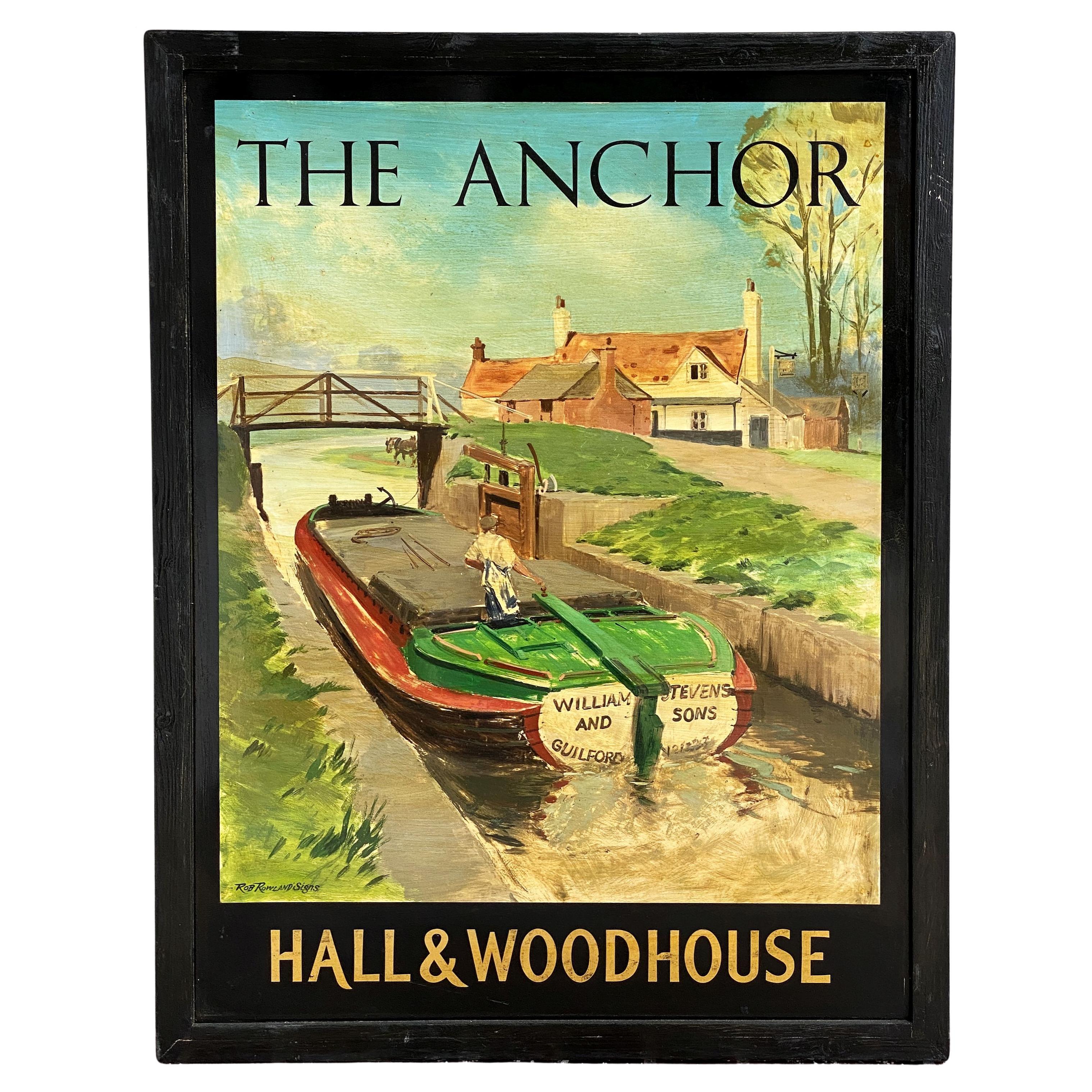 Englisches Pub-Schild, „The Anchor – Flur und Holzhaus“