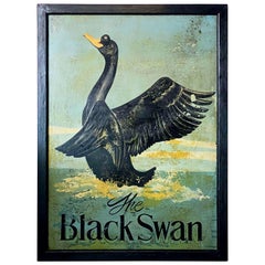 Vintage English Pub Sign, "The Black Swan"