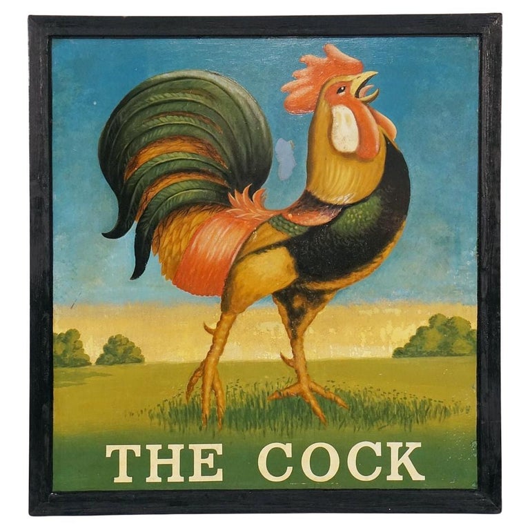 English Pub Sign, "The Cock" For Sale