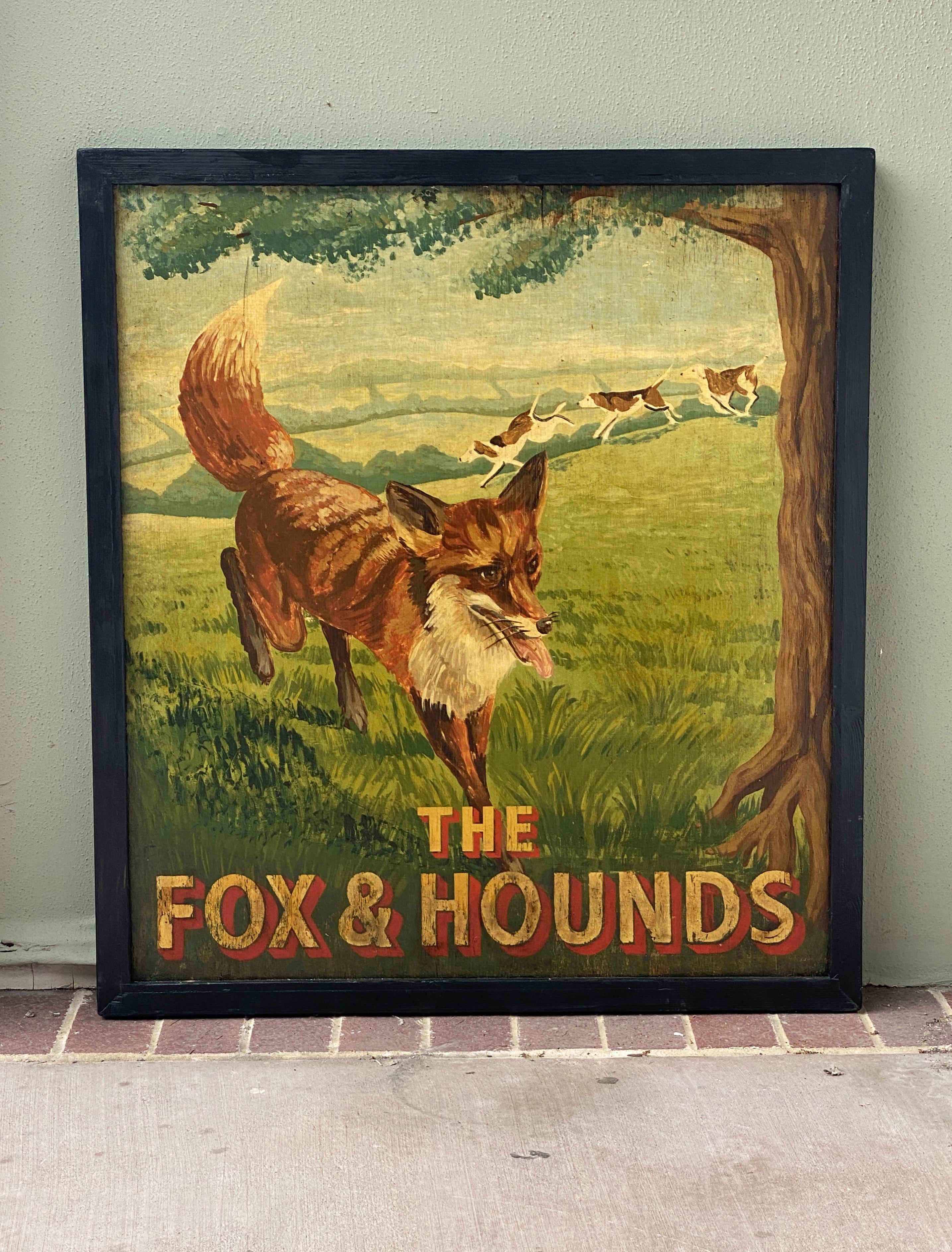 Anglais Enseigne de pub anglaise, « The Fox & Hounds » en vente