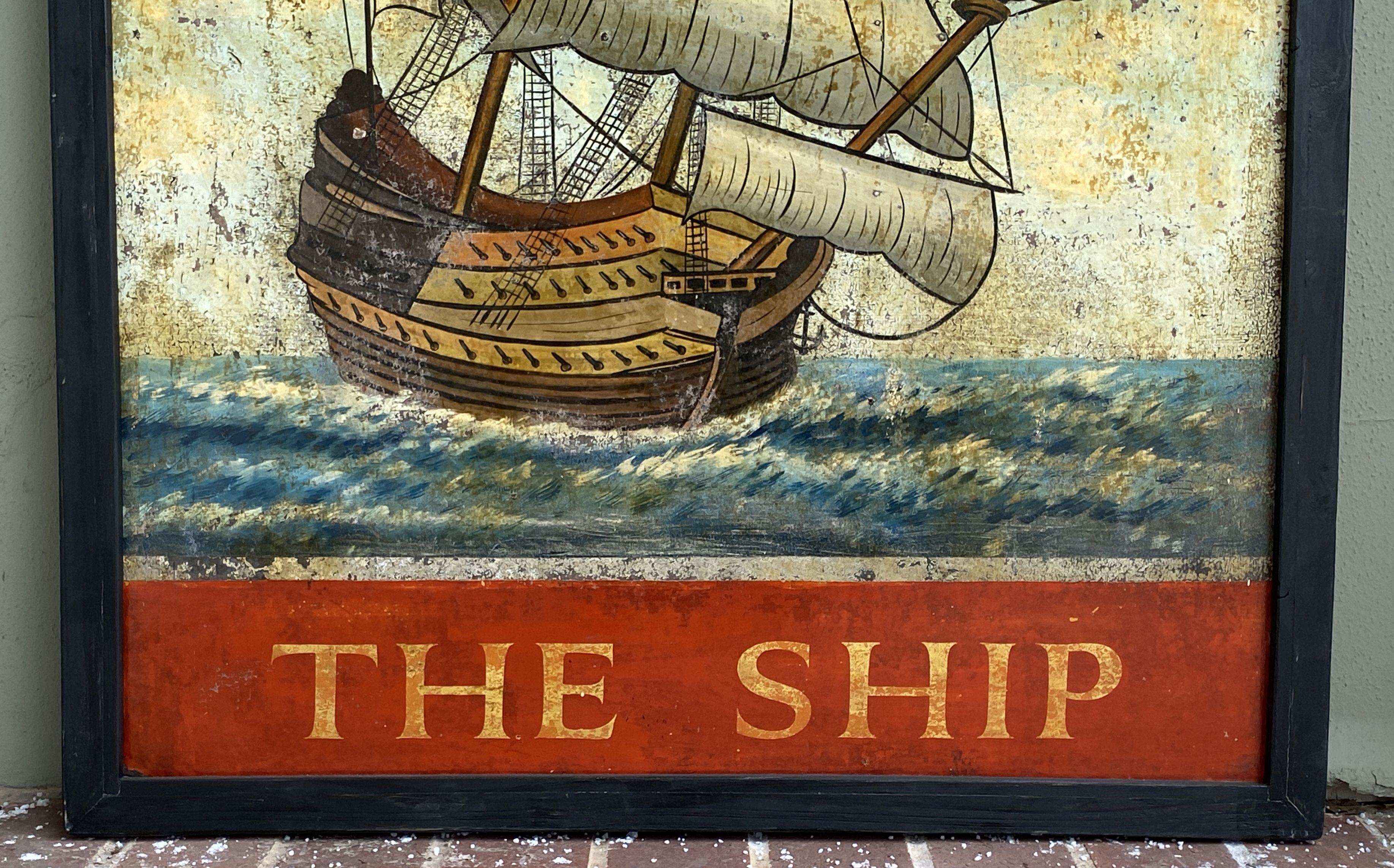 Signe de pub anglaise, « The Ship » Bon état - En vente à Austin, TX