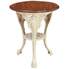 English Pub Table With Wood Top and Cast Iron Base