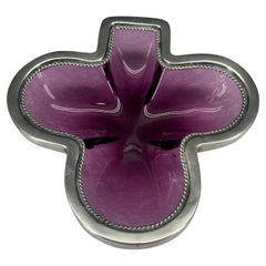 Englische lila Amethyst-Sterlingsilber- Kleeblatt- Trinket-Schale