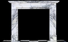 English Queen Anne Bolection Fireplace in Italian Arabescato Marble with Shelf