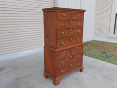 English Queen Anne Burl Walnut Graduated Chest on Chest on Bracket Feet, C. 1720