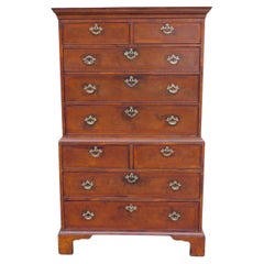 English Queen Anne Burl Walnut Graduated Chest on Chest on Bracket Feet, C. 1720