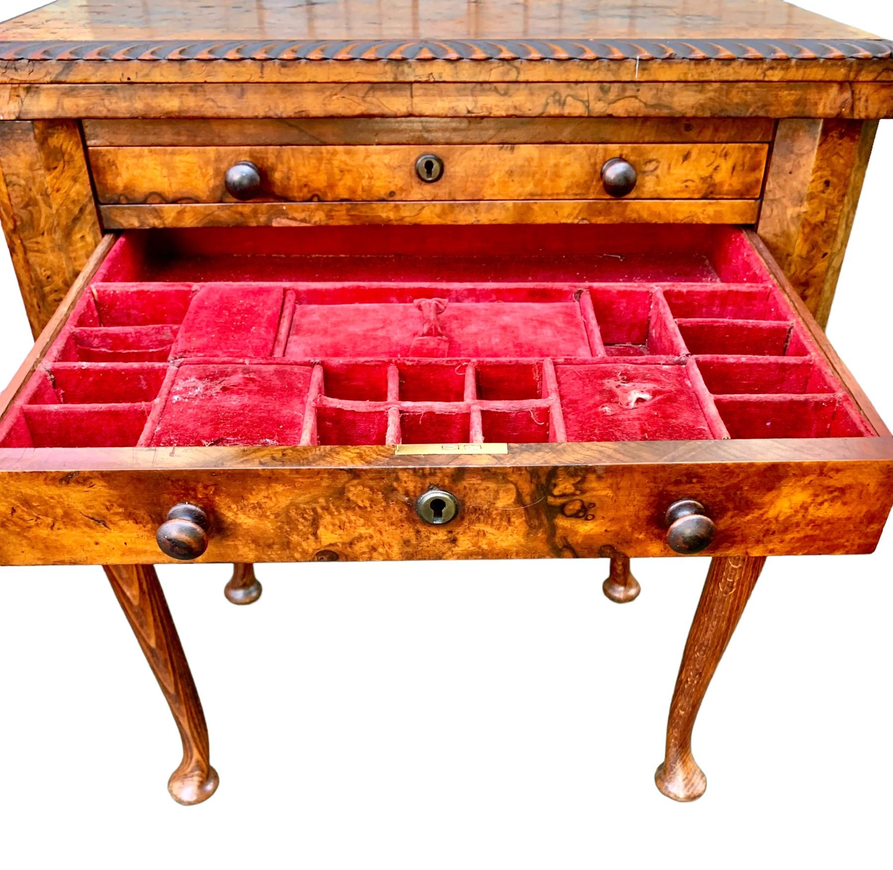 English Queen Anne Carved Walnut Work/Games Table, 19th c. 8