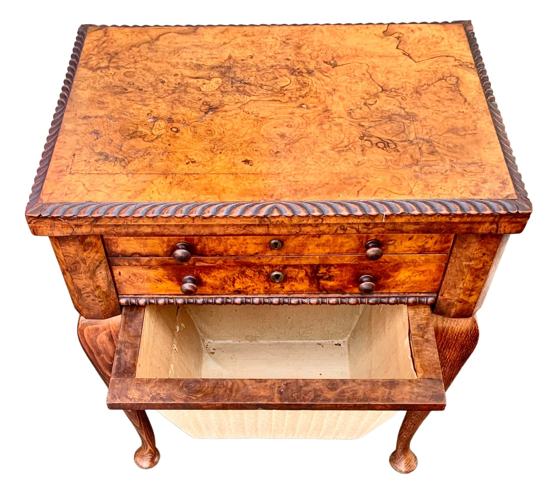 English Queen Anne Carved Walnut Work/Games Table, 19th c. 12