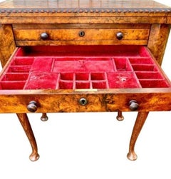 English Queen Anne Carved Walnut Work/Games Table, 19th c.