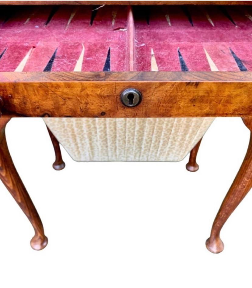 English Queen Anne Carved Walnut Work/Games Table, 19th c. For Sale 3