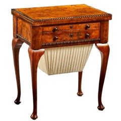 English Queen Anne Carved Walnut Work/Games Table, 19th c.