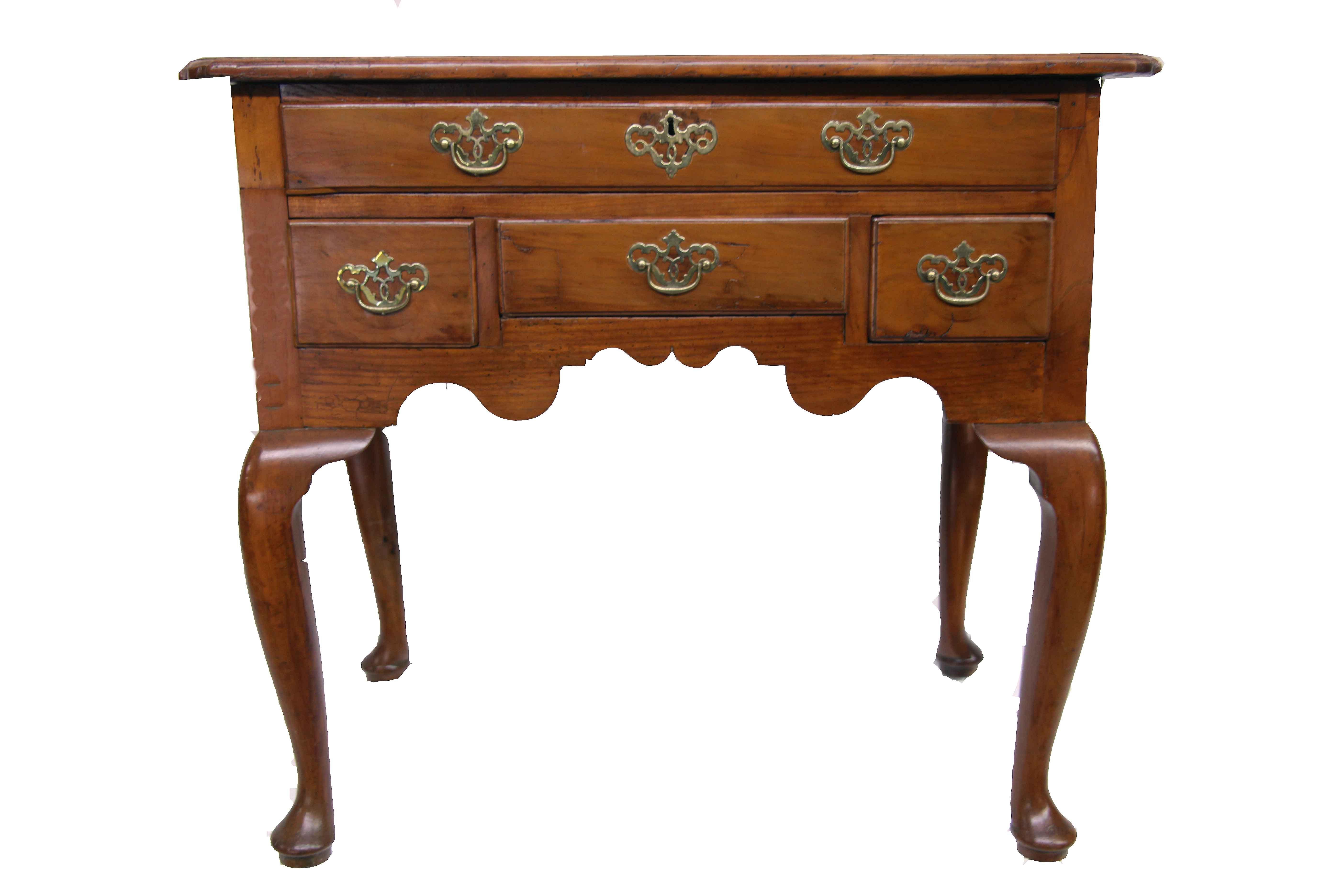  English Queen Anne Cherry Lowboy In Good Condition For Sale In Wilson, NC