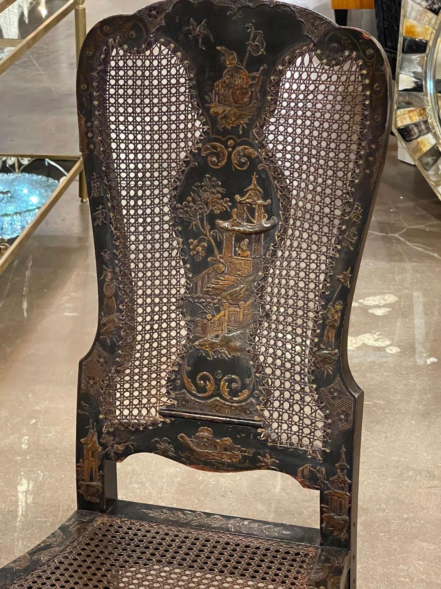 English Queen Anne Chinoiserie Side Chair In Good Condition In Dallas, TX