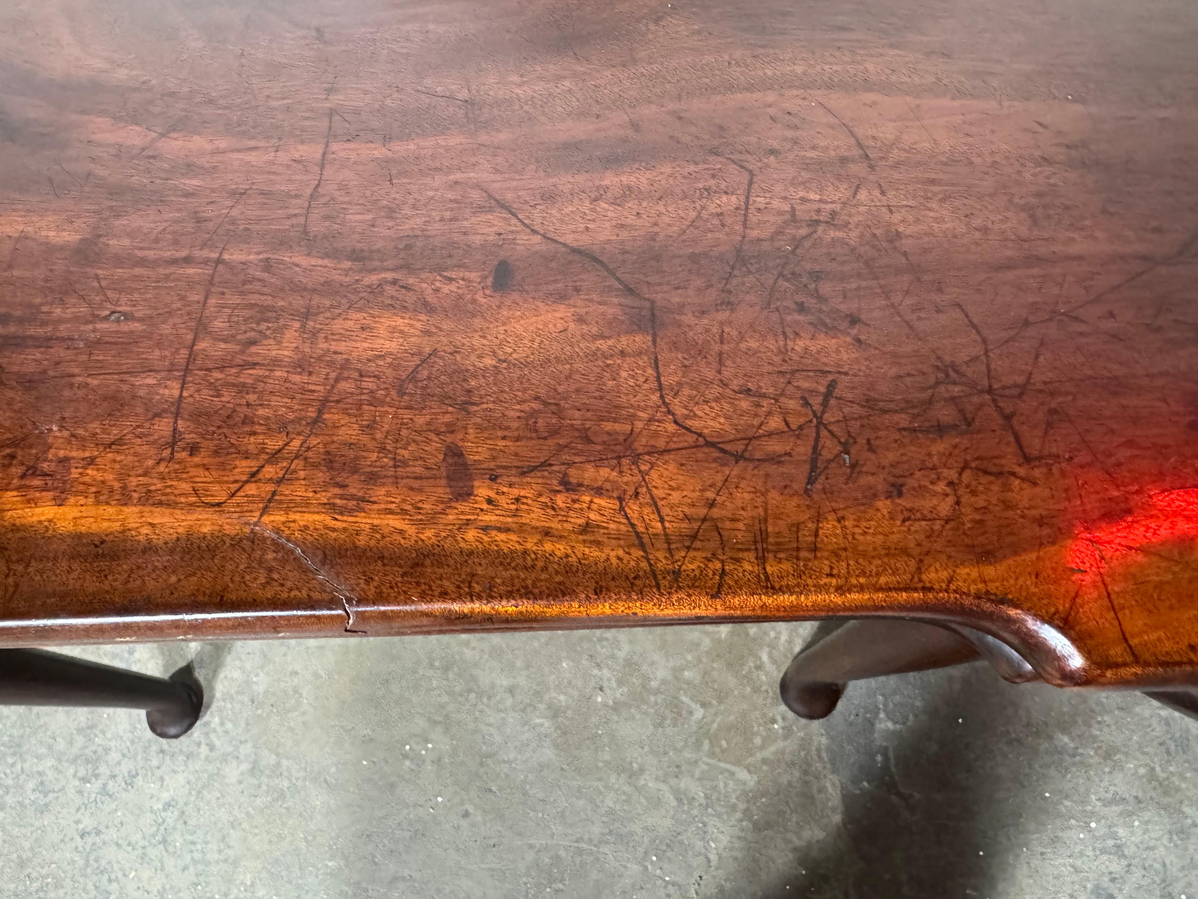 English Queen Anne Concertina Action Flip Top Game Table, 18th Century For Sale 6