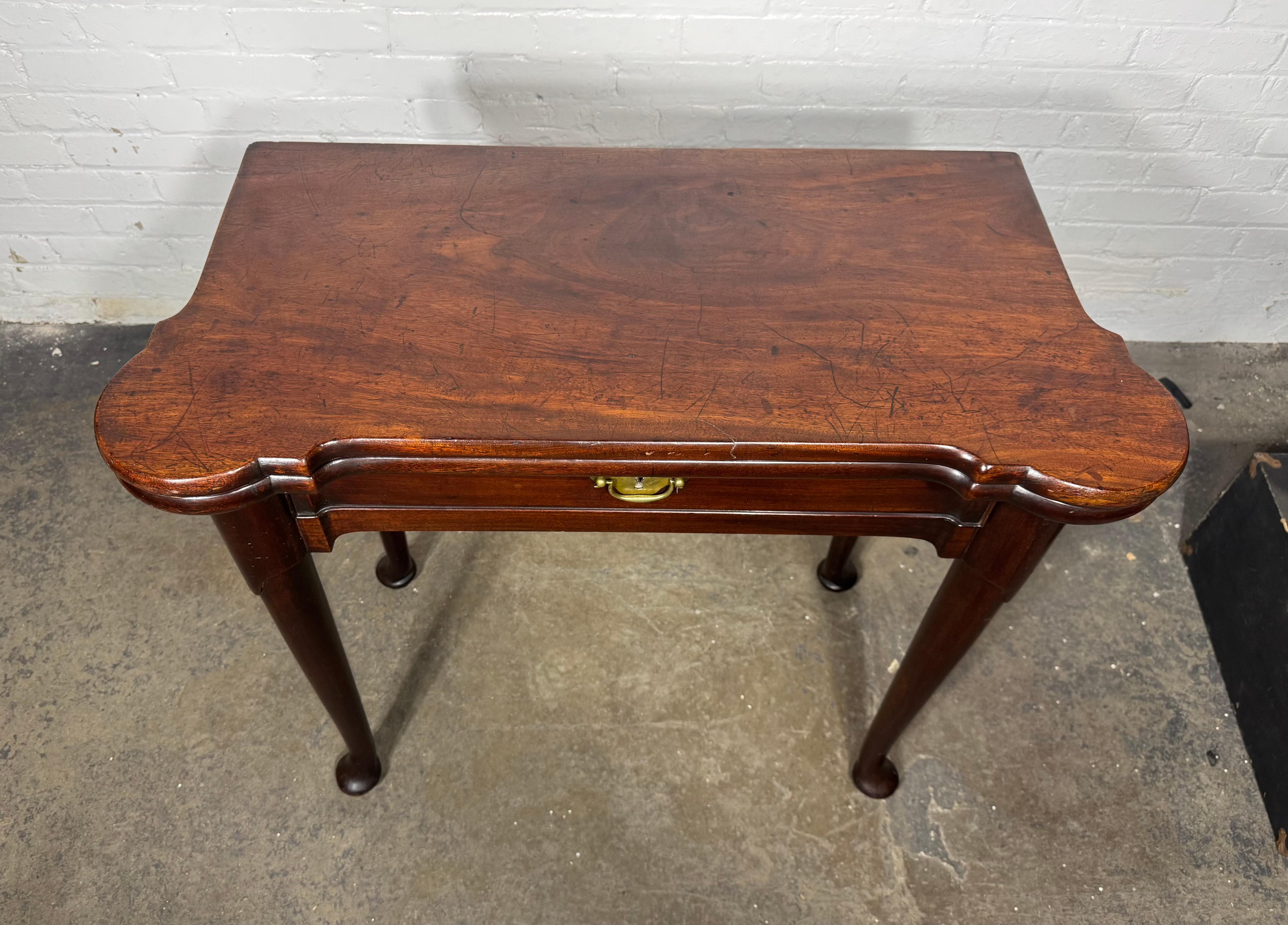 English Queen Anne Concertina Action Flip Top Game Table, 18th Century For Sale 7