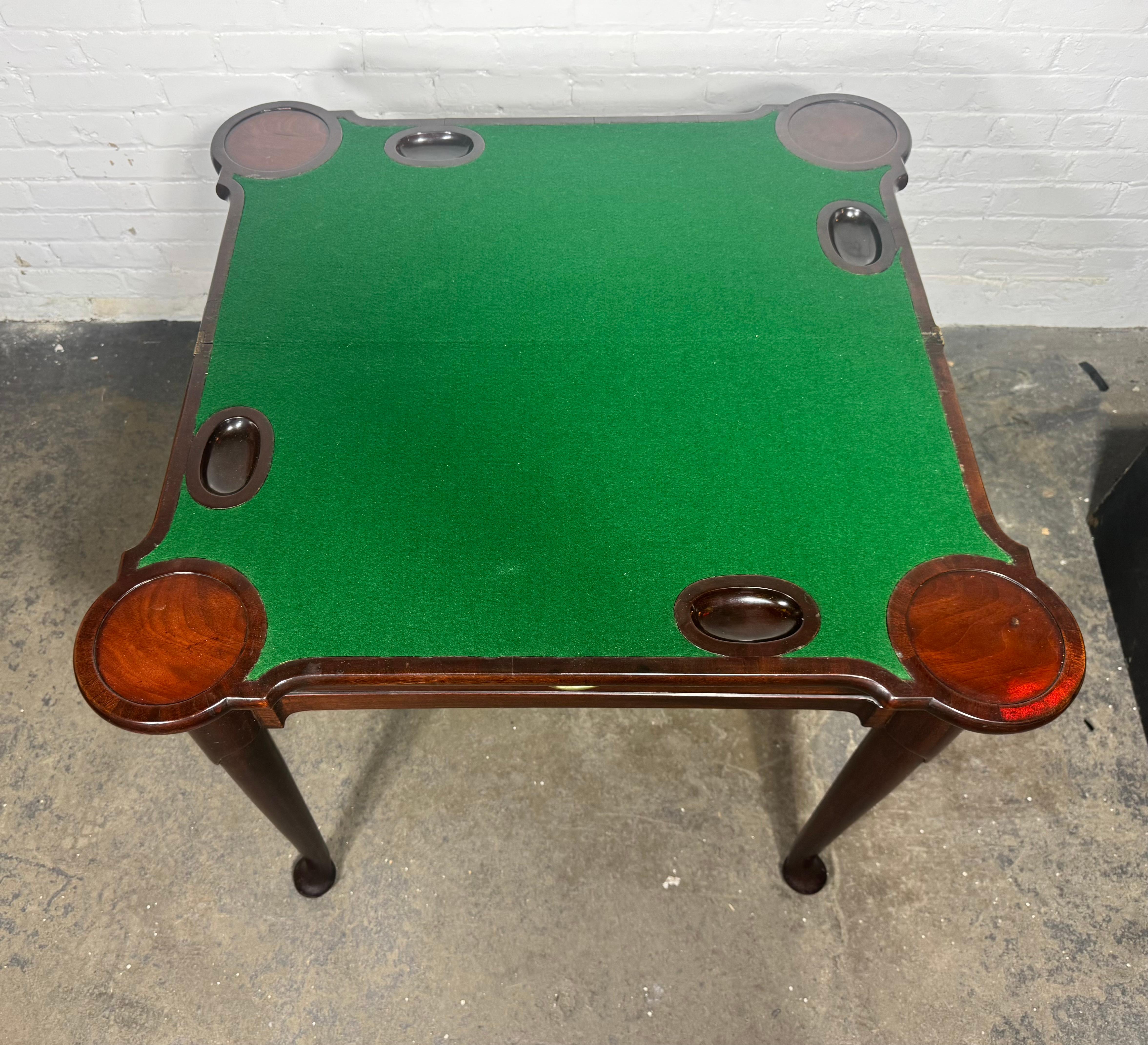 English Queen Anne Concertina Action Flip Top Game Table, 18th Century In Good Condition For Sale In Buffalo, NY