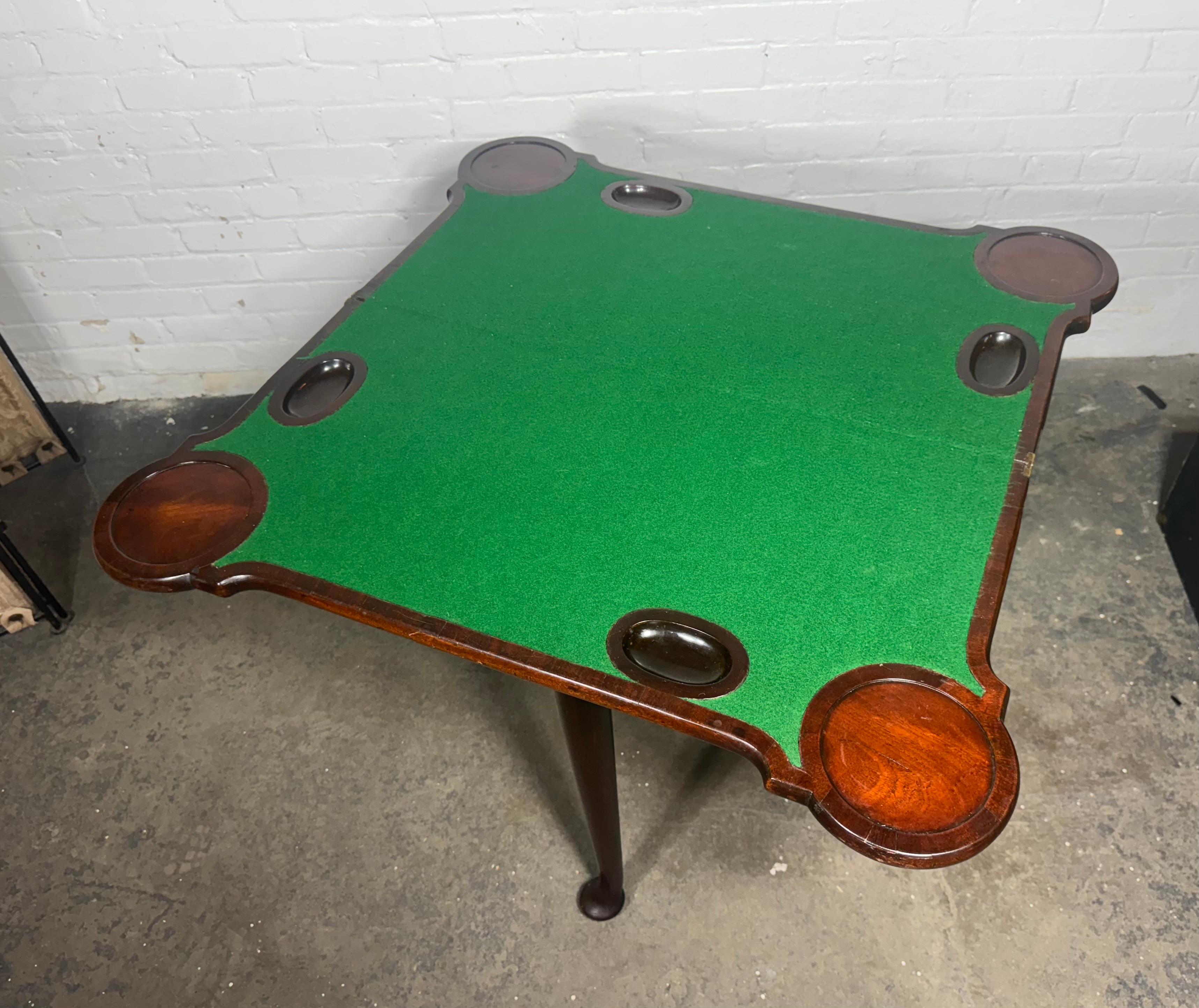 English Queen Anne Concertina Action Flip Top Game Table, 18th Century For Sale 1