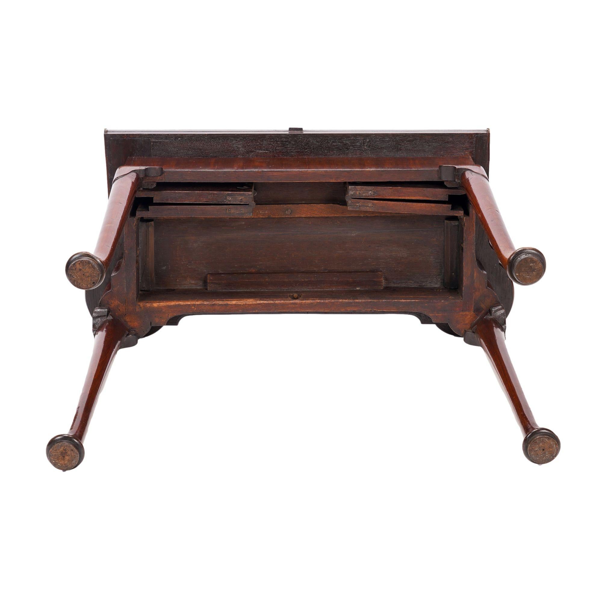 English Queen Anne Concertina Action Flip Top Game Table, c. 1725 For Sale 12