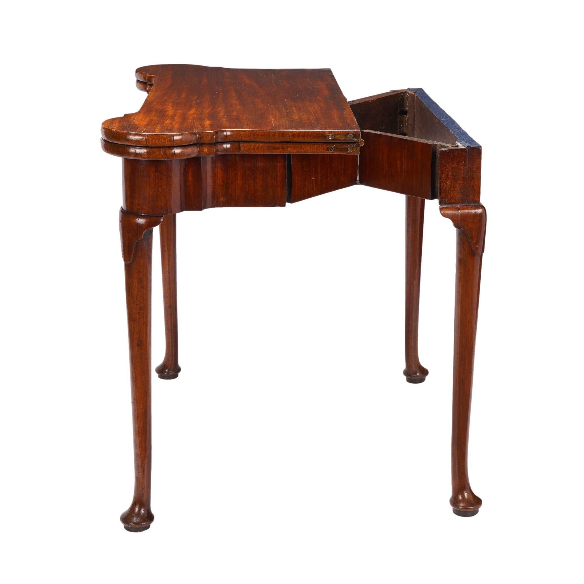 Baize English Queen Anne Concertina Action Flip Top Game Table, c. 1725 For Sale
