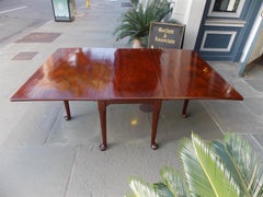 English Queen Anne Cuban Mahogany Drop Leaf Dining Table with Pad Feet, C. 1730