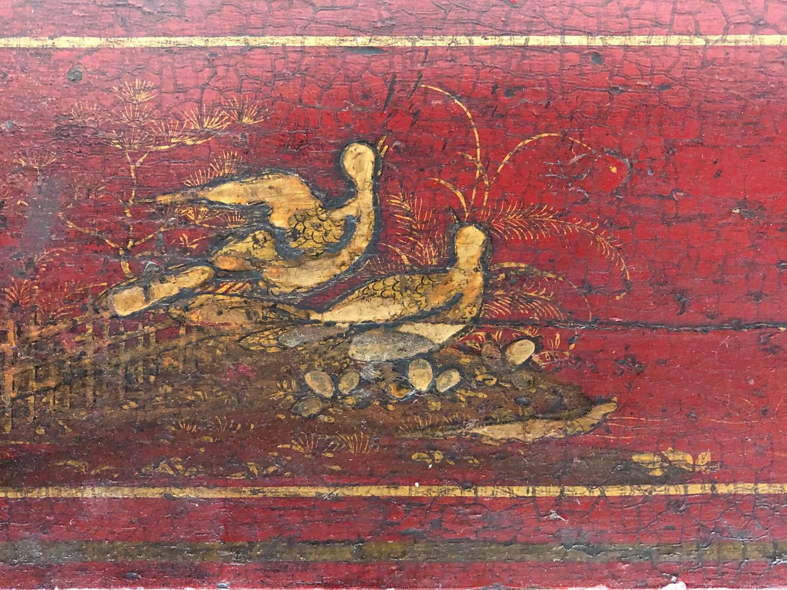 Bureau/commode anglais Queen Anne du début du 18e siècle en laque rouge de style chinoiserie en vente 8