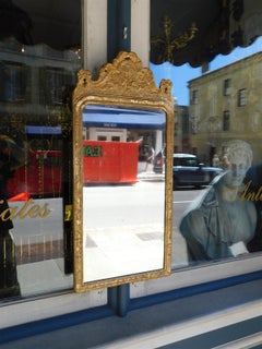 English Queen Anne Gilt Wood and Gesso Wall Mirror with Original Glass, C. 1750