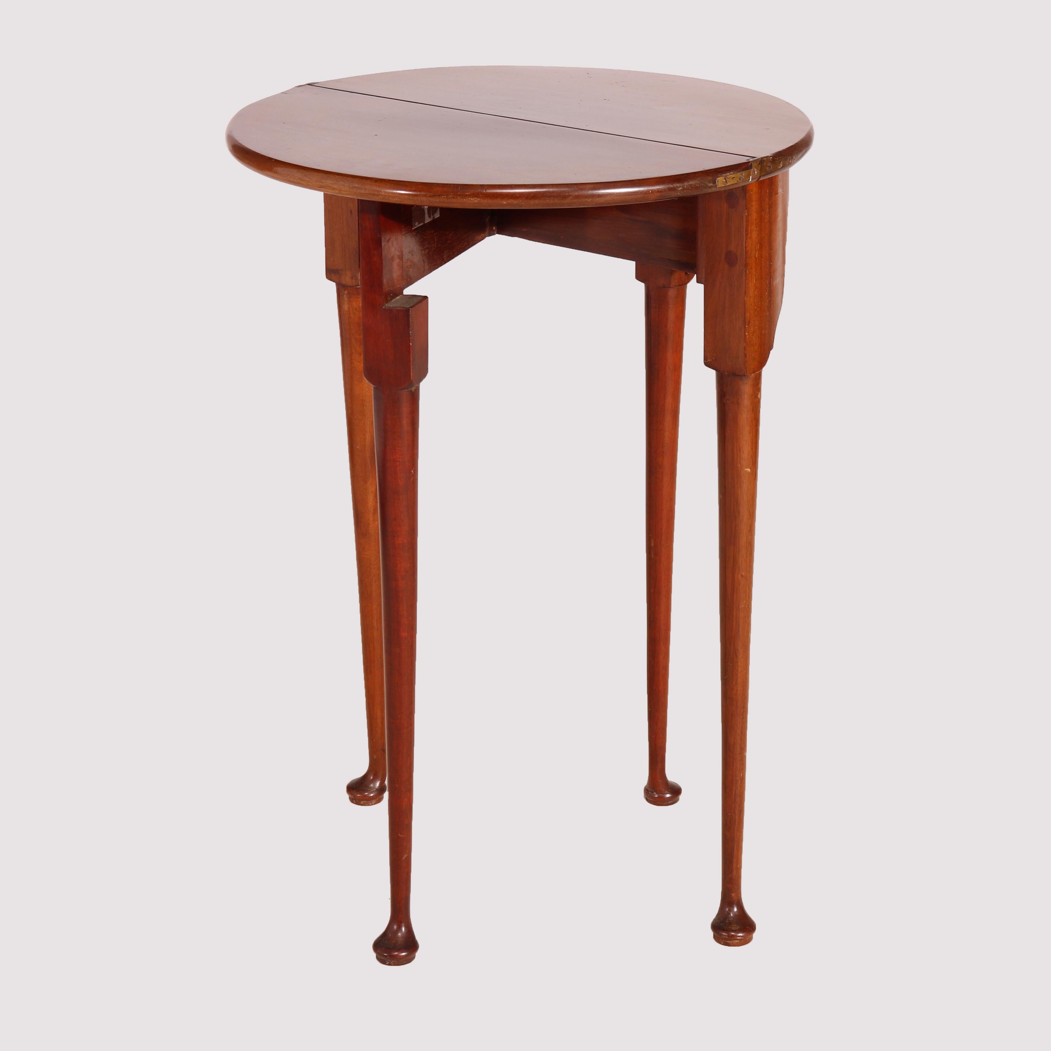 English Queen Anne Mahogany Demilune Lift Top Table, 20th Century For Sale 1