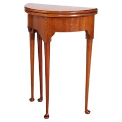 English Queen Anne Mahogany Demilune Lift Top Table, 20th Century