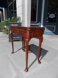English Queen Anne Mahogany Hinged Triple Top Inlaid Trumpet Game Table, C. 1730