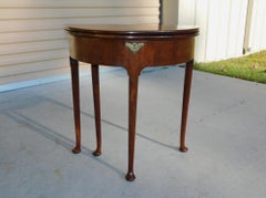 English Queen Anne Mahogany Leather Interior Game Table with Pad Feet, C. 1740