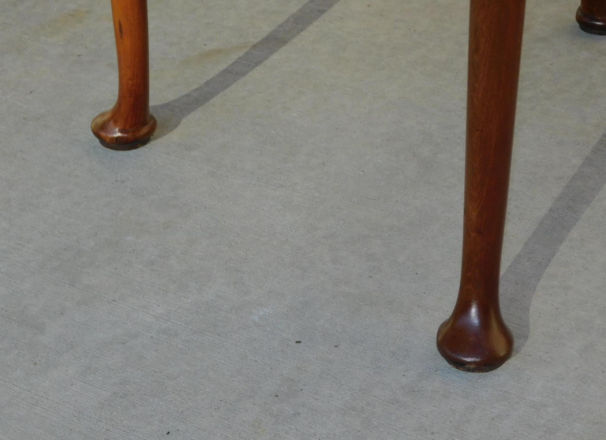 English Queen Anne Mahogany Leather Interior Game Table with Pad Feet, C. 1740 For Sale 1
