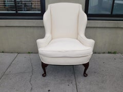 American Queen Anne Mahogany Wing Back w/ Acanthus Shell Knees on Pad Feet, 1740