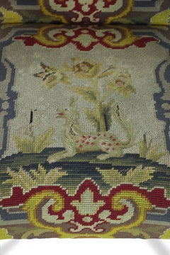 English Queen Anne Needlepoint Tapestry and Walnut Armchair
