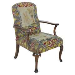 English Queen Anne Needlepoint Tapestry and Walnut Armchair