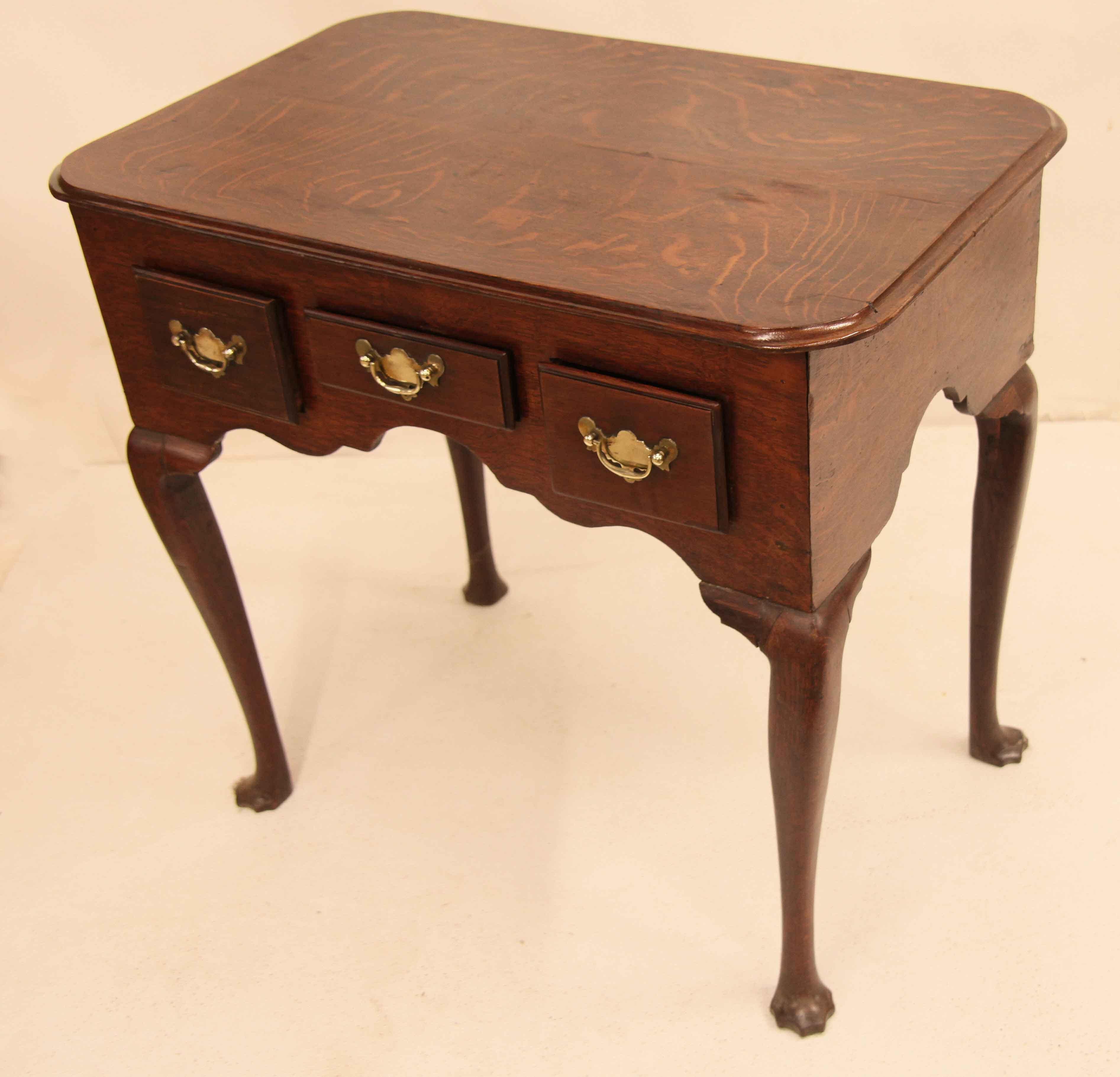 Mid-18th Century English Queen Anne Oak Lowboy For Sale