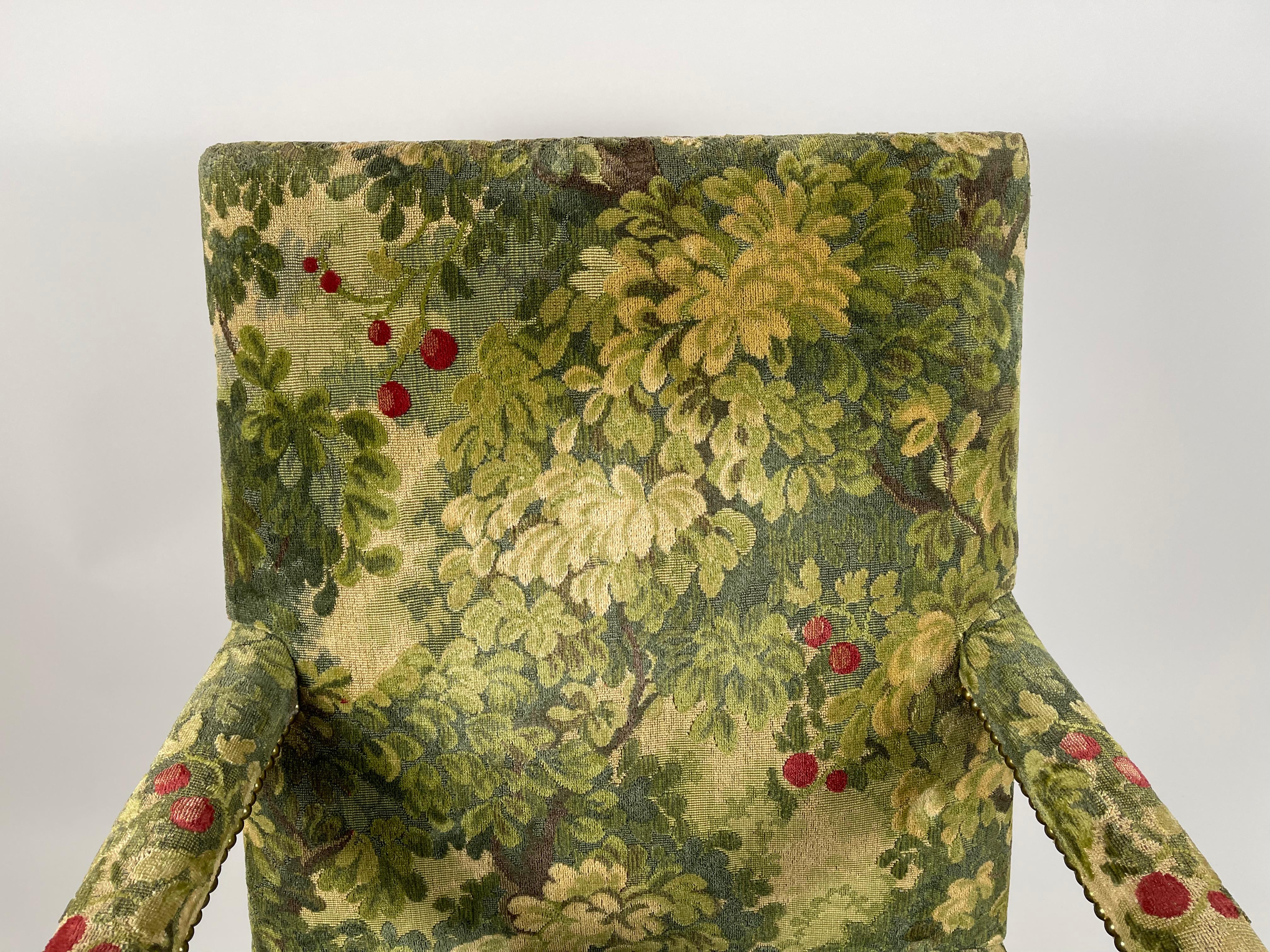 English Queen Anne Period Upholstered Arm Chair 5