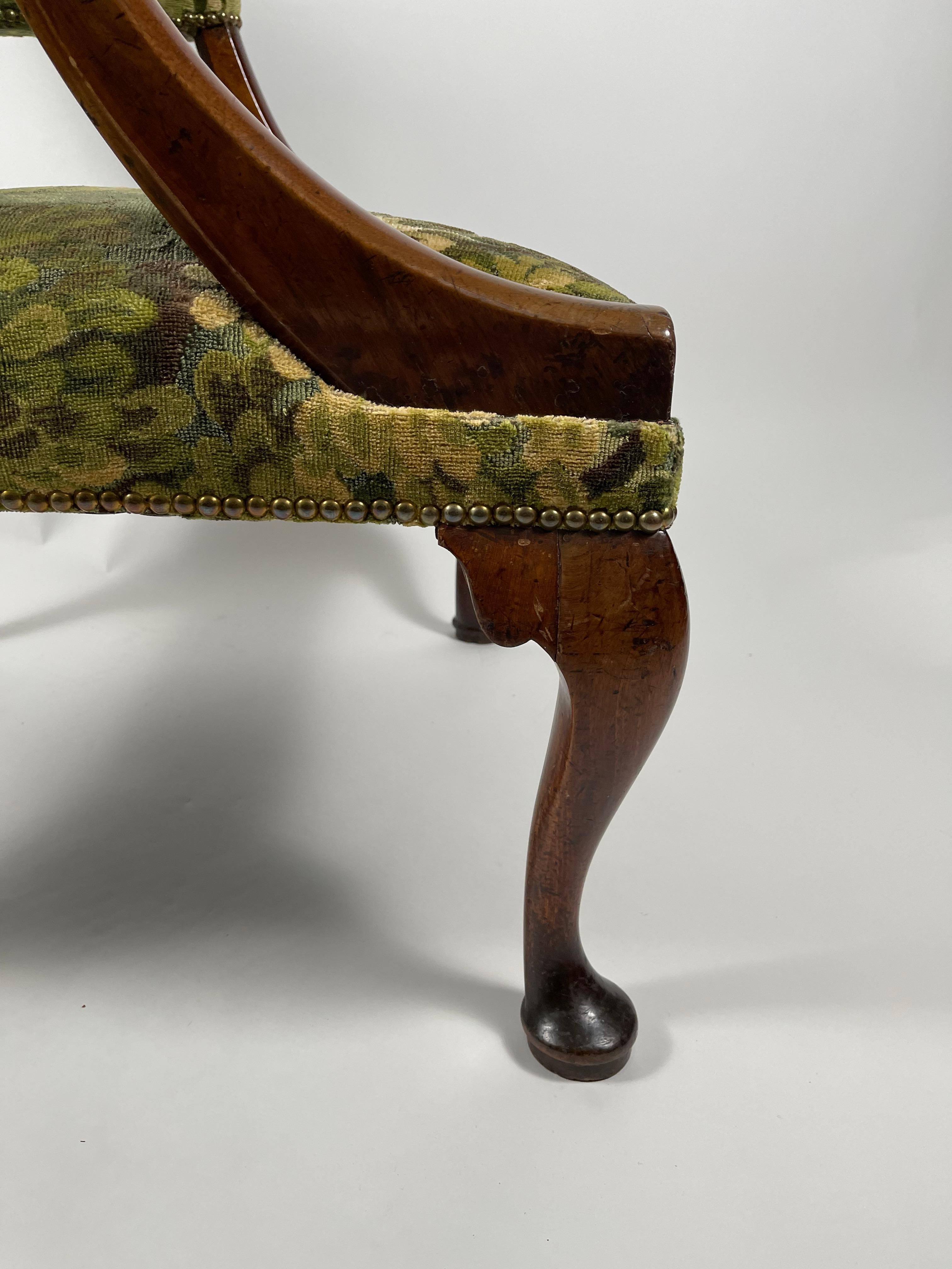 Upholstery English Queen Anne Period Upholstered Arm Chair