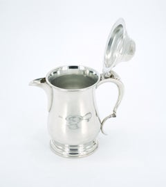 English Queen Anne Silver Plate Covered Footed Tankard