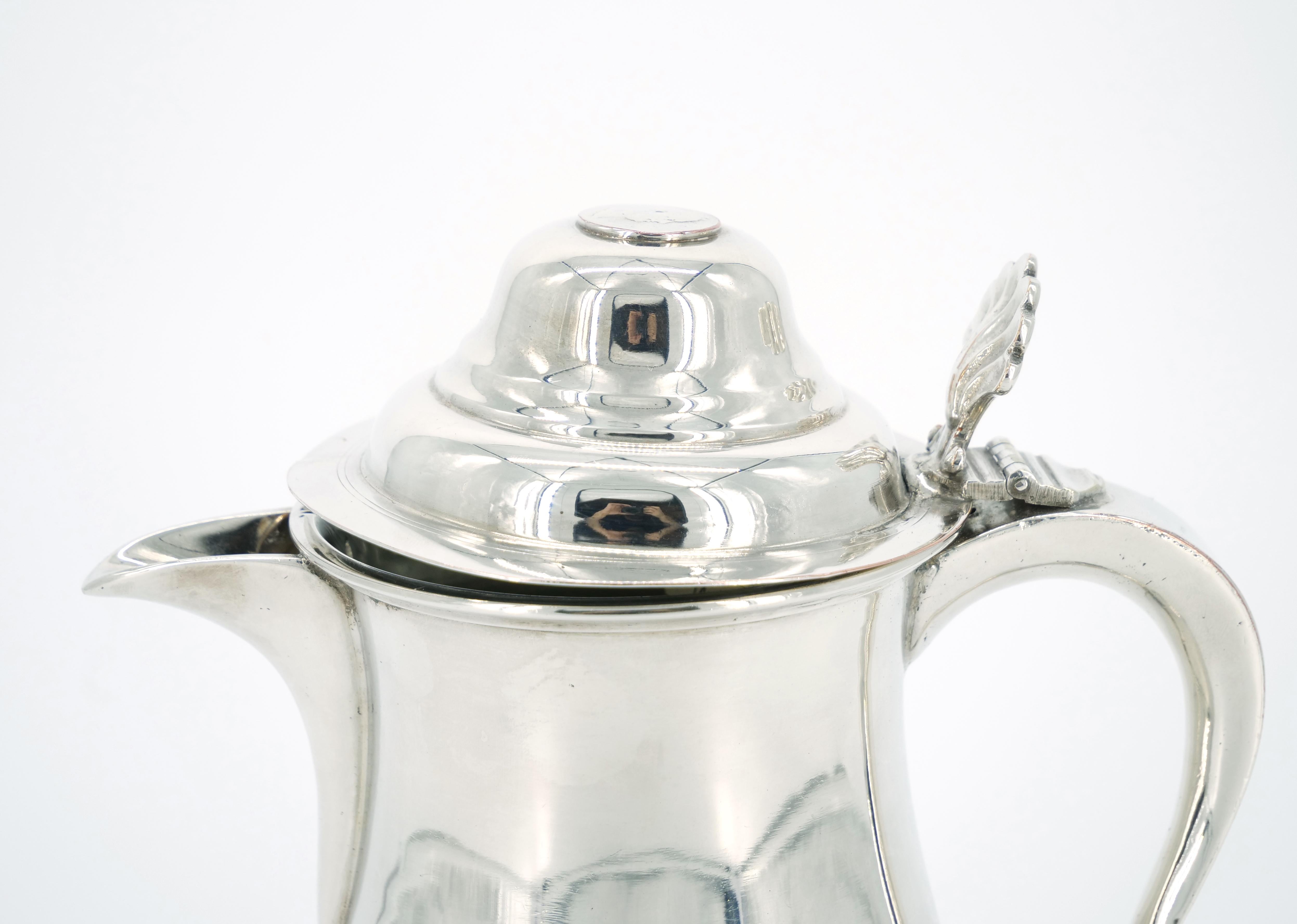 19th Century English Queen Anne Silver Plate Covered Footed Tankard For Sale