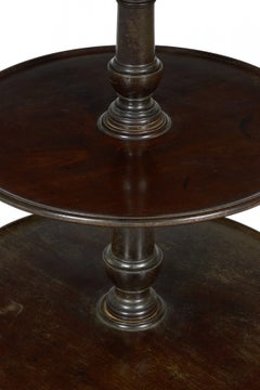 English Queen Anne style Circular Mahogany 3-Tier Table