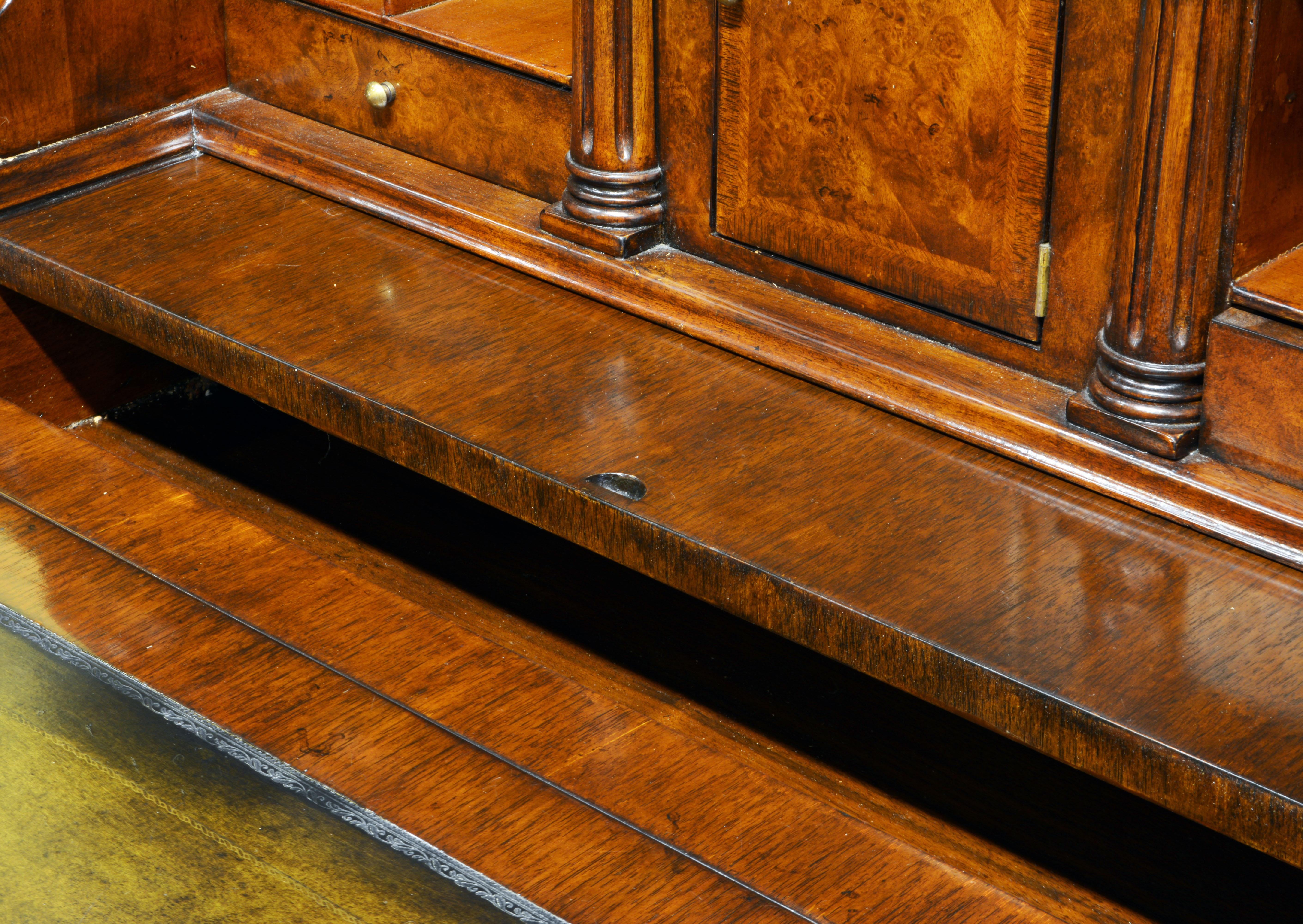 English Queen Anne Style Double Domed Two Part Walnut Secretary Desk, 20th C 3